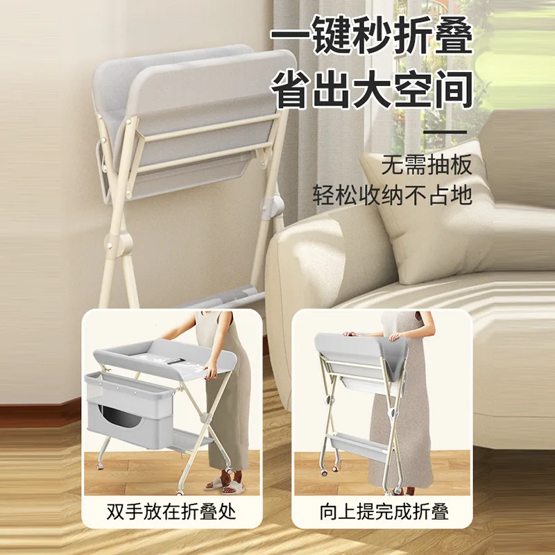 Diaper-Changing Table Baby Care Desk Multifunctional Foldable Massage Touch Newborn Baby Bath Bed Change Diaper-Changing Table