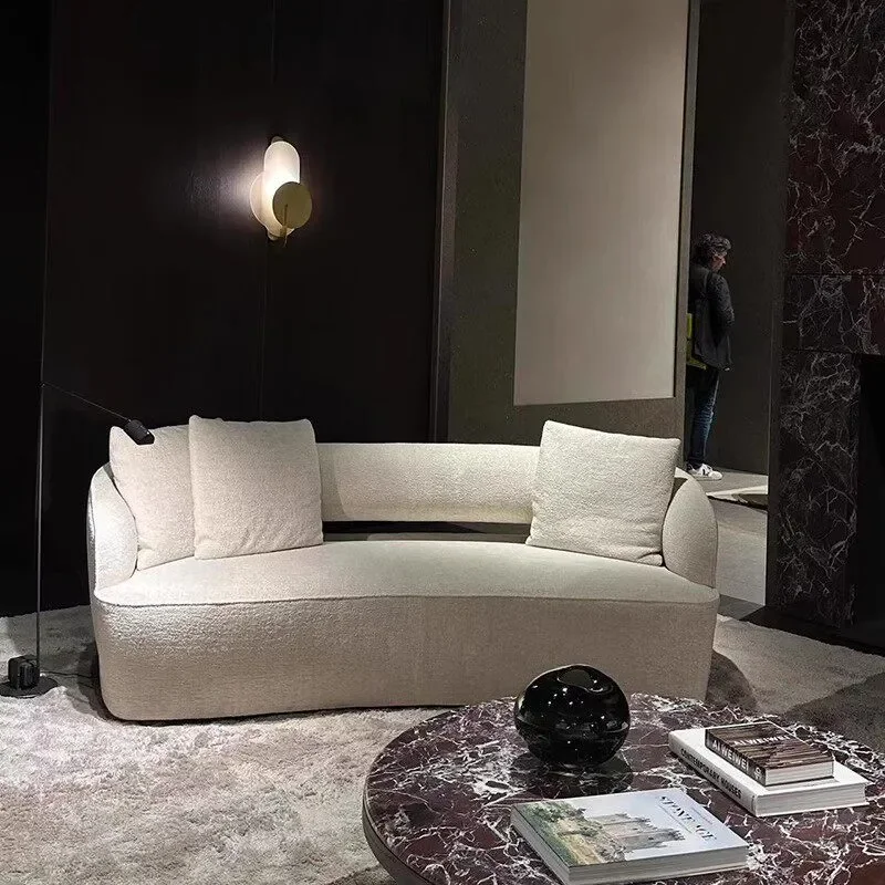  Nordic Light Luxury Modern Simple Italian Fabric Straight Row Three Person Sofa Designer Home Internet Celebrity Style