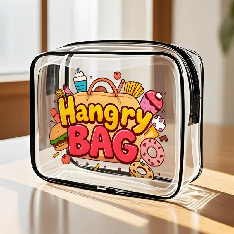 حقيبة مستحضرات التجميل المطبوعة الشفافة من جانب واحد، حقيبة أدوات الزينة المحمولة للسفر، حقائب مكياج سميكة، حقيبة تخزين من مادة PVC