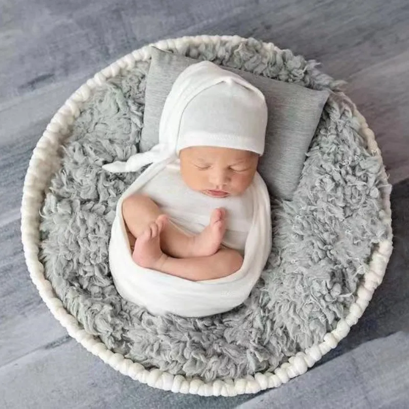 Baby Wrap Newborn Photography Props Blanket Stretchable  Swaddling Photography Hat  Babies Photo Shoot Accessories