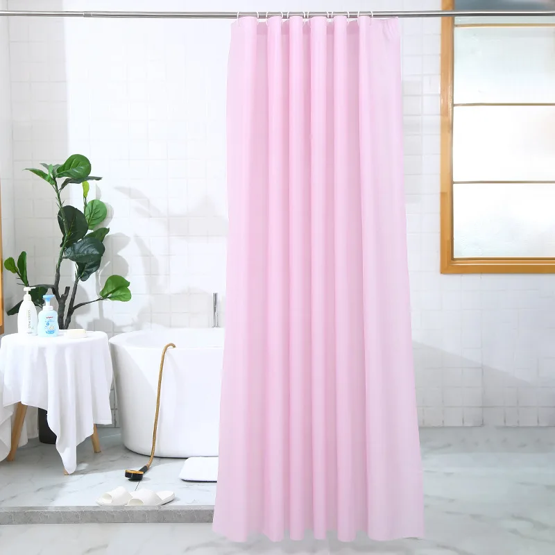 PEVA Waterproof Shower Curtain Mildew Bathroom Solid Curtain Wave Window Tulle Home Luxury with Hooks Heavy S Fold Wavy Shower