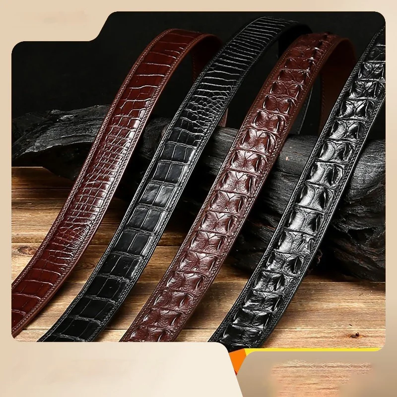 

Genuine Crocodile Leather Belt Band All Customer Ordered Colors 3.8 CM Wide Line or Round Head Luxury Gift Gentlemen