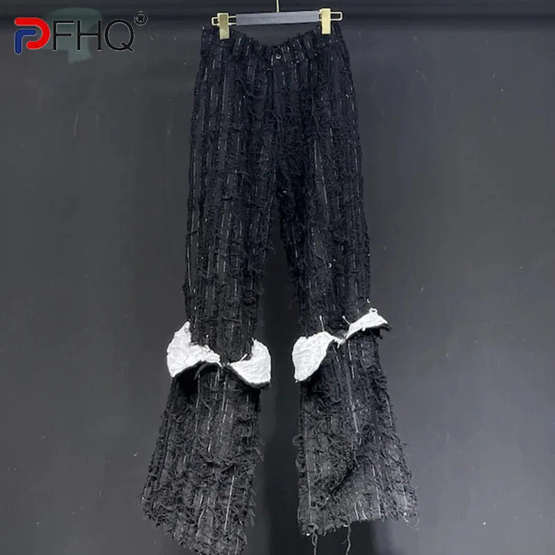 

PFHQ Men's Tassels Loose Fitting Wide Leg Jeans Trendy Heavy Industry Sports Summer Male Advanced Wearproof Denim Pants 21Z4437