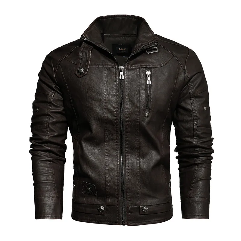 

Trend Male Solid Color Business High Quality Men Brand New Leather Jacket Collar PU Leather Jackets Blazers Long Sleeve Jackets