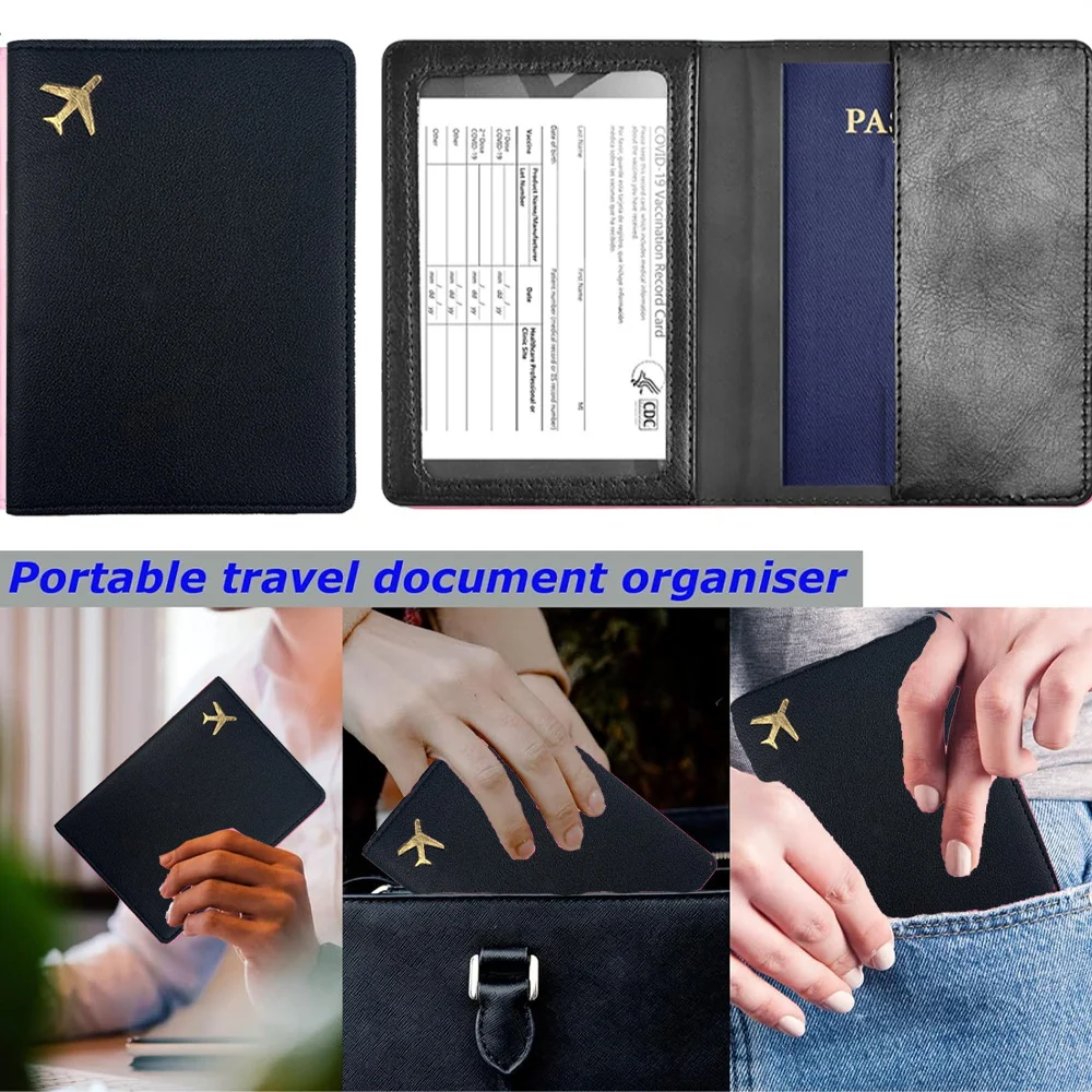 Portable Passport Case Travel Women Men Credit Card Organizer Cover PU Airplane Travel Passport Cover floral Letter Pattern