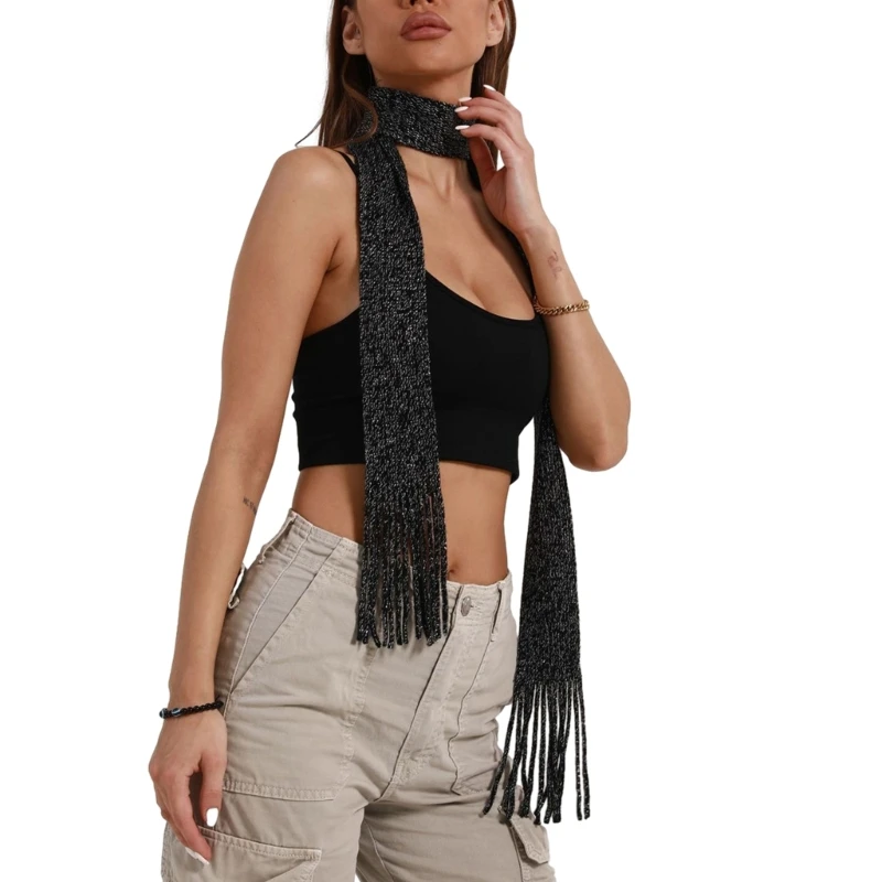 Skinny Scarf Neckerchief Subculture Scarf Blingbling Scarves for Women