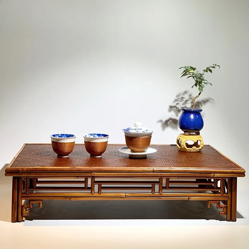Teacup rack, bamboo braided ancient rack, household tea ceremony storage tea rack