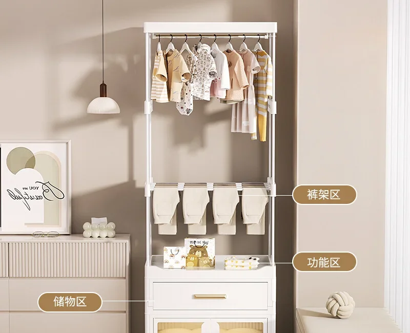 Daily floor hanger simple wardrobe bedroom storage rack baby clothing storage cabinet with drawers storage cabinet