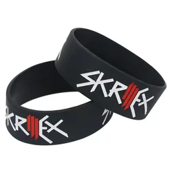 Skrillex-シリコンブレスレット,colourに詰められたエンボス加工,ワイド,ブラック,ミュージックファン,ラバーバンド,ギフト,sh132,1個