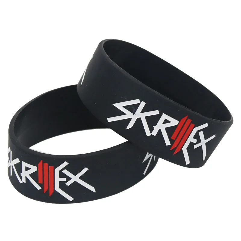 1PC Singer SKRILLEX Silicone Bracelet Debossed Filled in Colour Wide Black Music Fans Rubber Wristband Gifts SH132