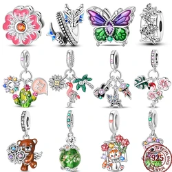 925 Sterling Silver Shiny Zircon Classic Classical Flower Series Charm Beads Suitable Fit 3mm 925 Original Charm Bracelet