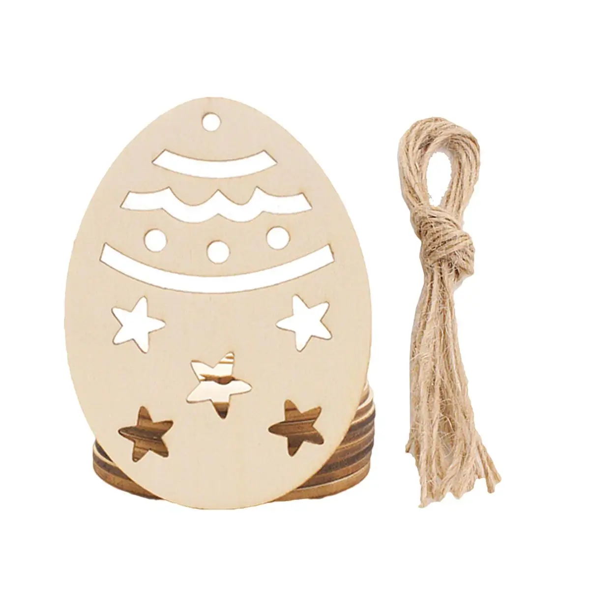 

20 Pcs Easter Egg Pendant Vintage Decor Decorations Wedding Wooden Hanging Ornaments Bamboo