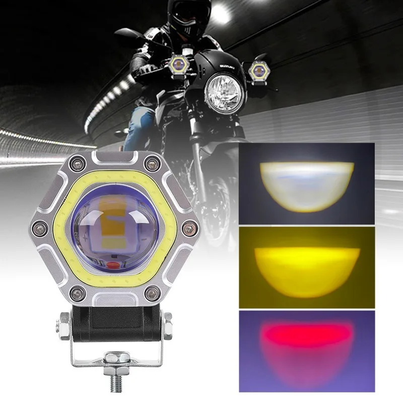 Motorcycle Car DRL Lights LED 6000K/3500K Fog Lens Motorcycle Spotlight Flood Spot Day Running Lamps For Off Road 4x4 12V