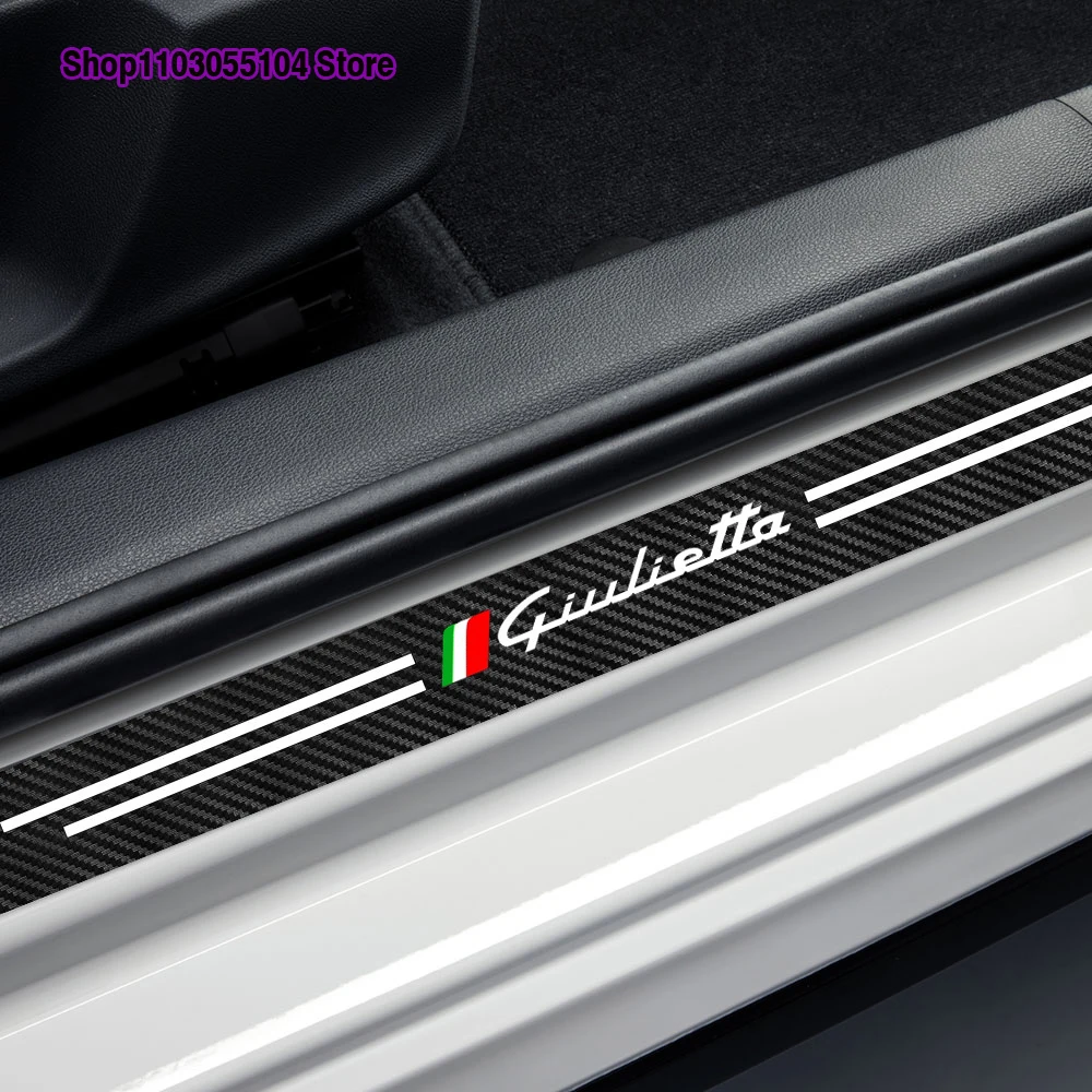 4pcs Carbon Fiber Car Threshold sticker For Alfa Romeo Giulietta Mito Giulia Stelvio Brera 147 156 159