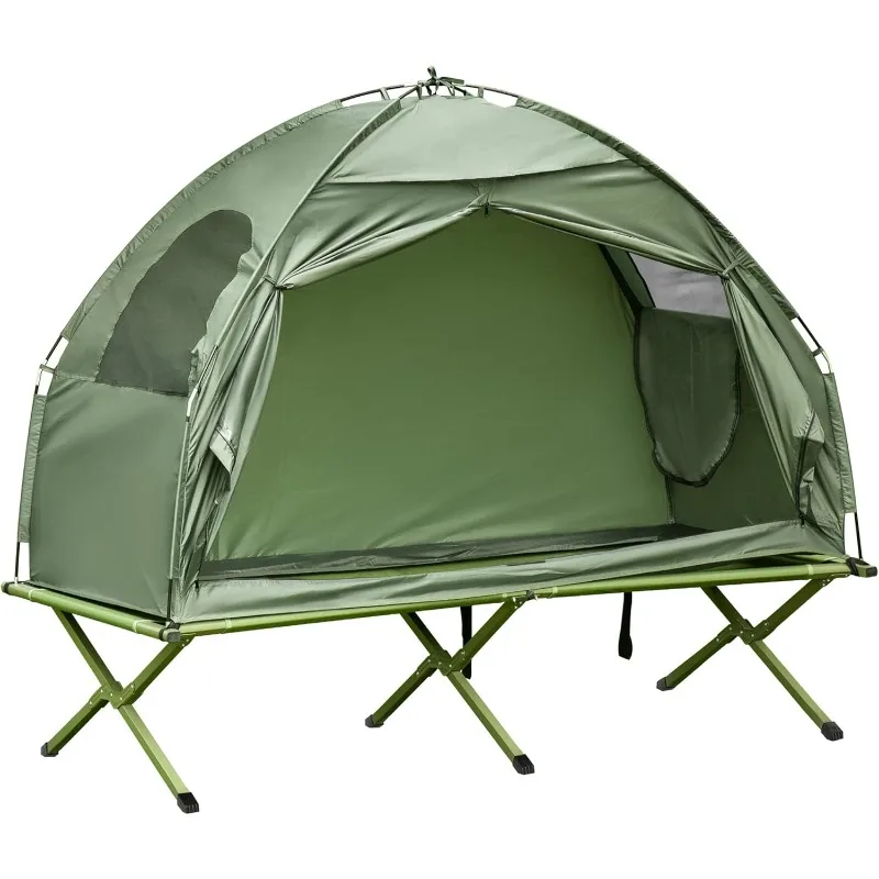 

Outsunny Camping Tent Cot, Single Person Folding Cot Combo, Off-Ground Tent, Covered Outdoor Bed with Carry Bag for Hiking