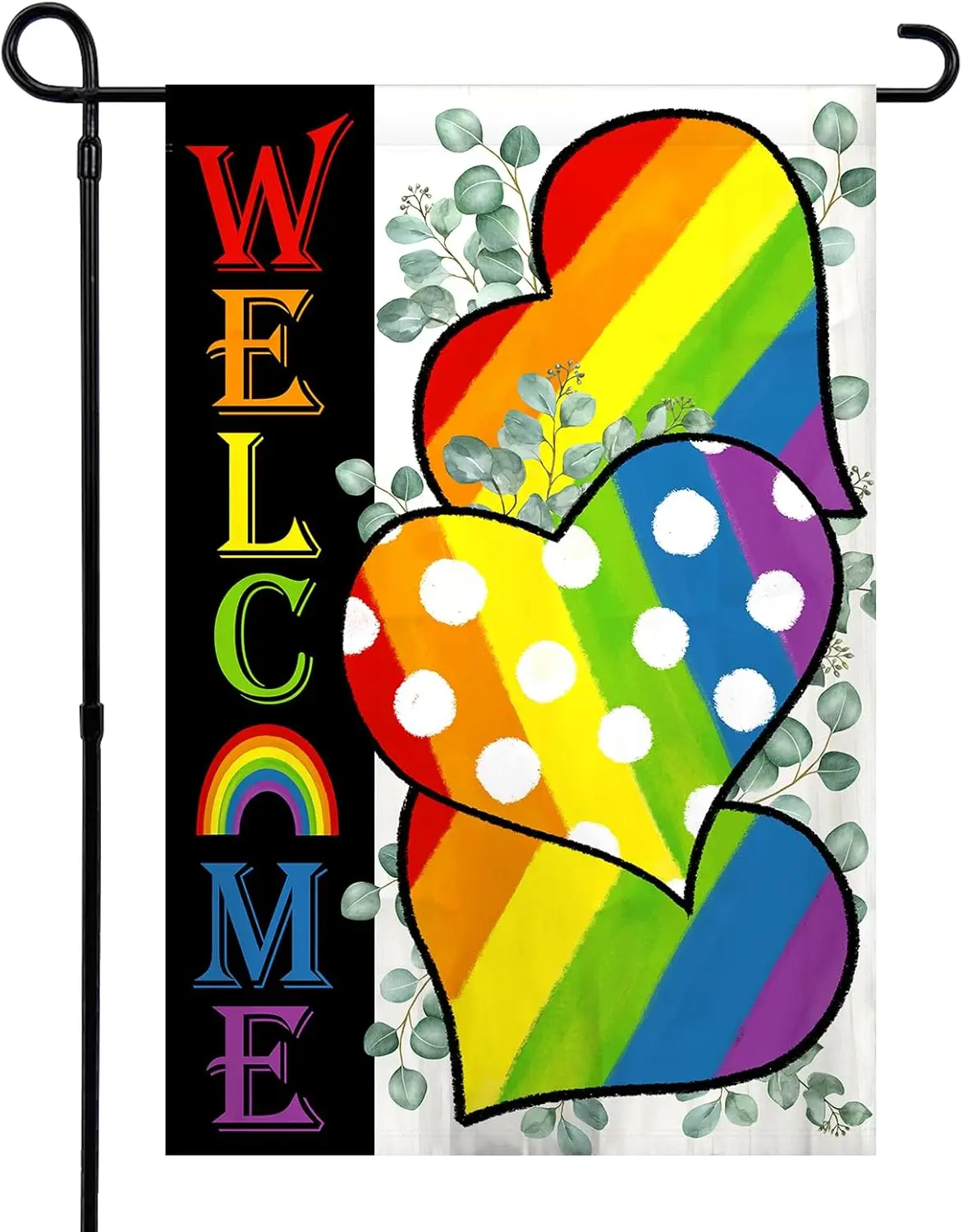 Rainbow Love Heart Garden Flag 12x18 Inch Double Sided Pride Parade Courtyard Lawn Gay Transgender Bisexual Equality Outdoor SSL