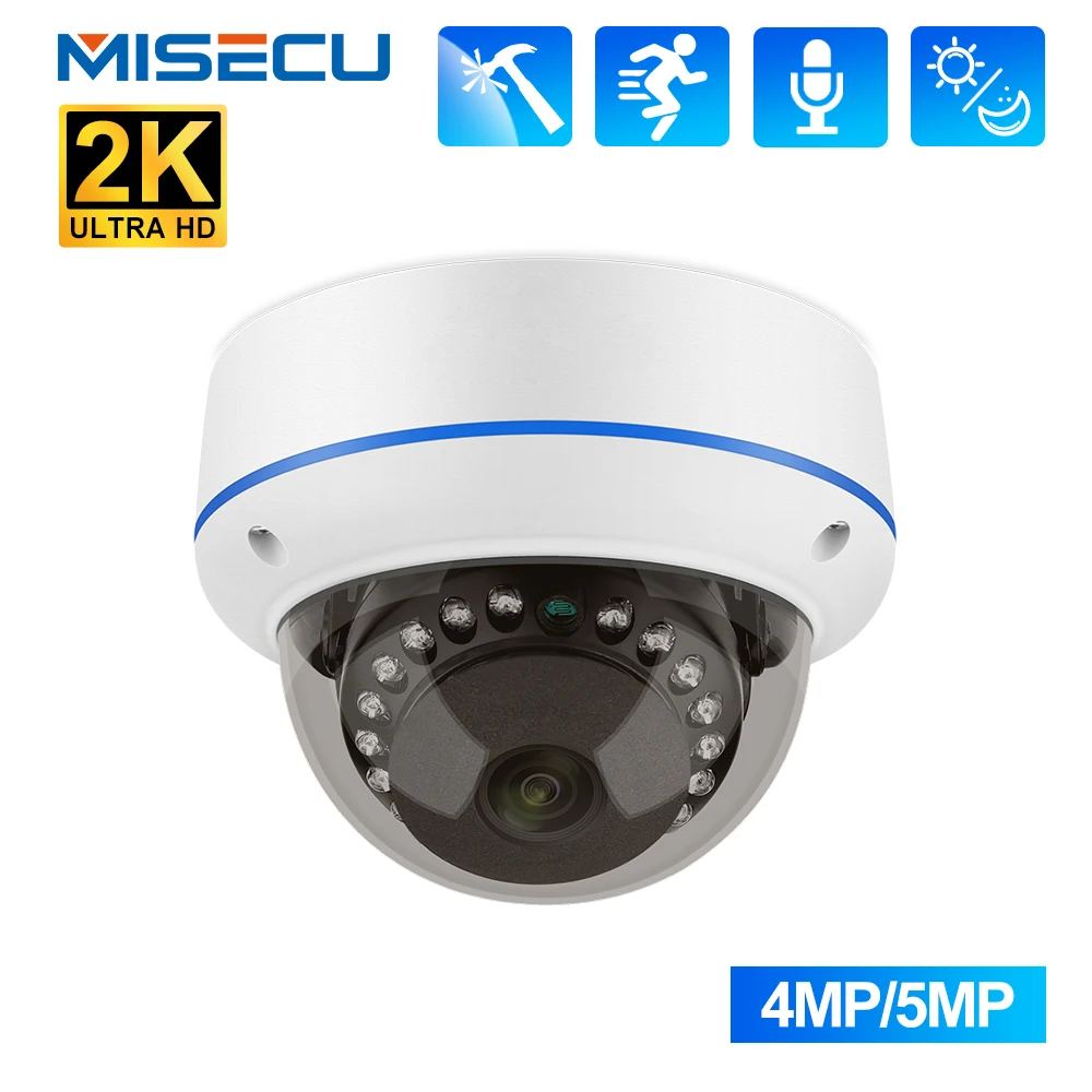 

MISECU 4MP 5MP POE IP Camera Indoor Dome Camera Vandalproof Audio Record Home Security Camera CCTV Vedio Surveillance Camera