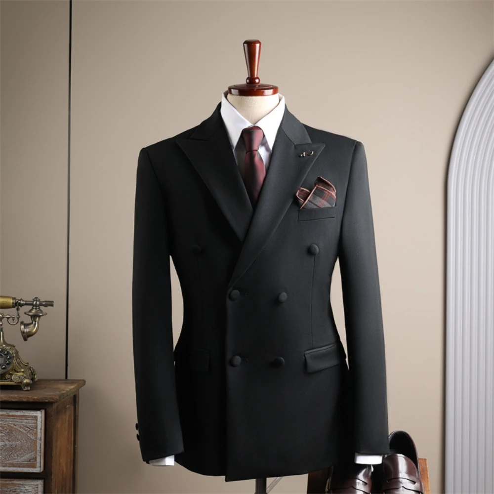 Modern Peak Lapel Men's Suit Casual Jacket For Date Party Fast Shipping Four Seasons Groom Wear Classic Wool Fabric Tuxedo