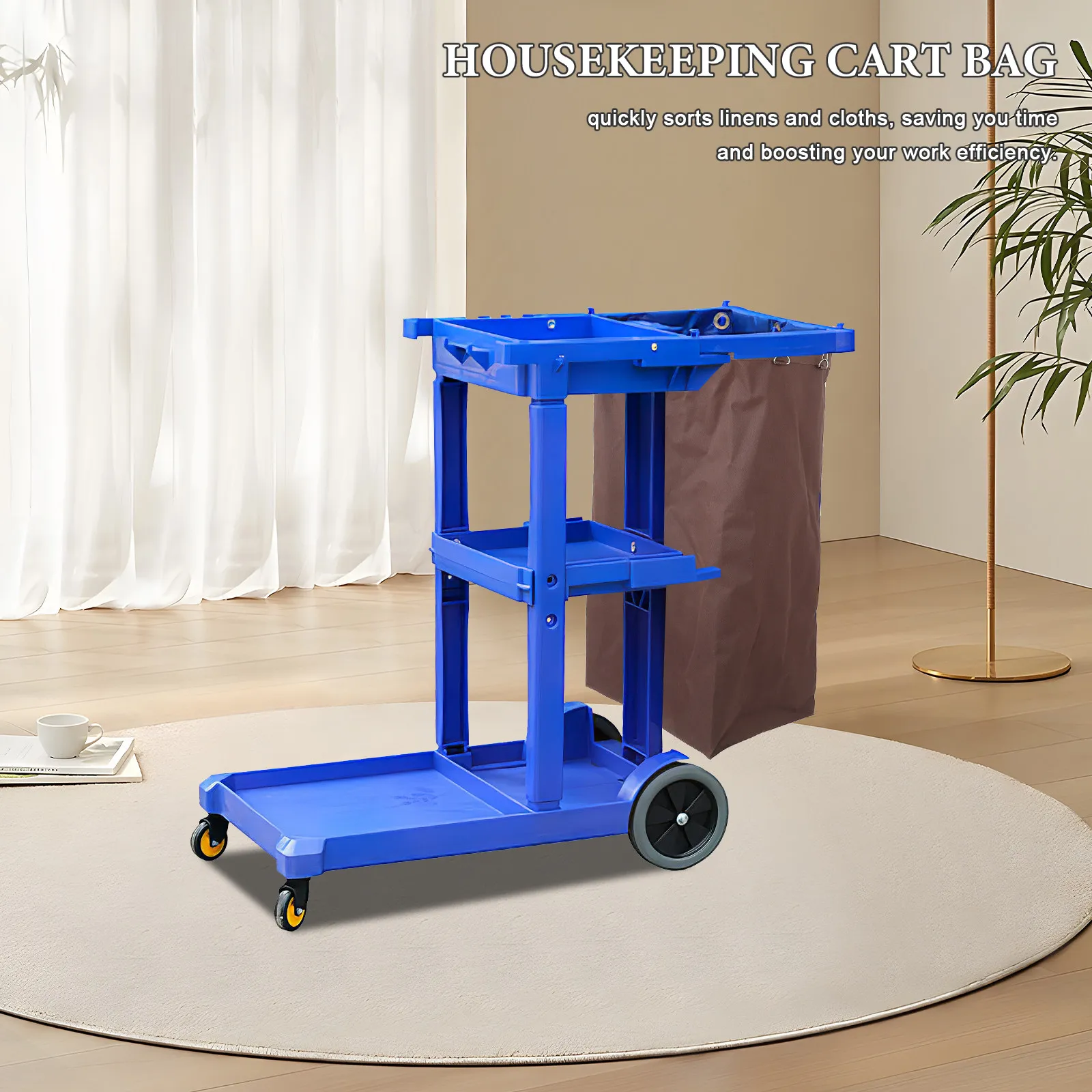 

Влагостойкая льняная сумка-органайзер большой вместимости для уборочных тележек: эффективная организация для отелей