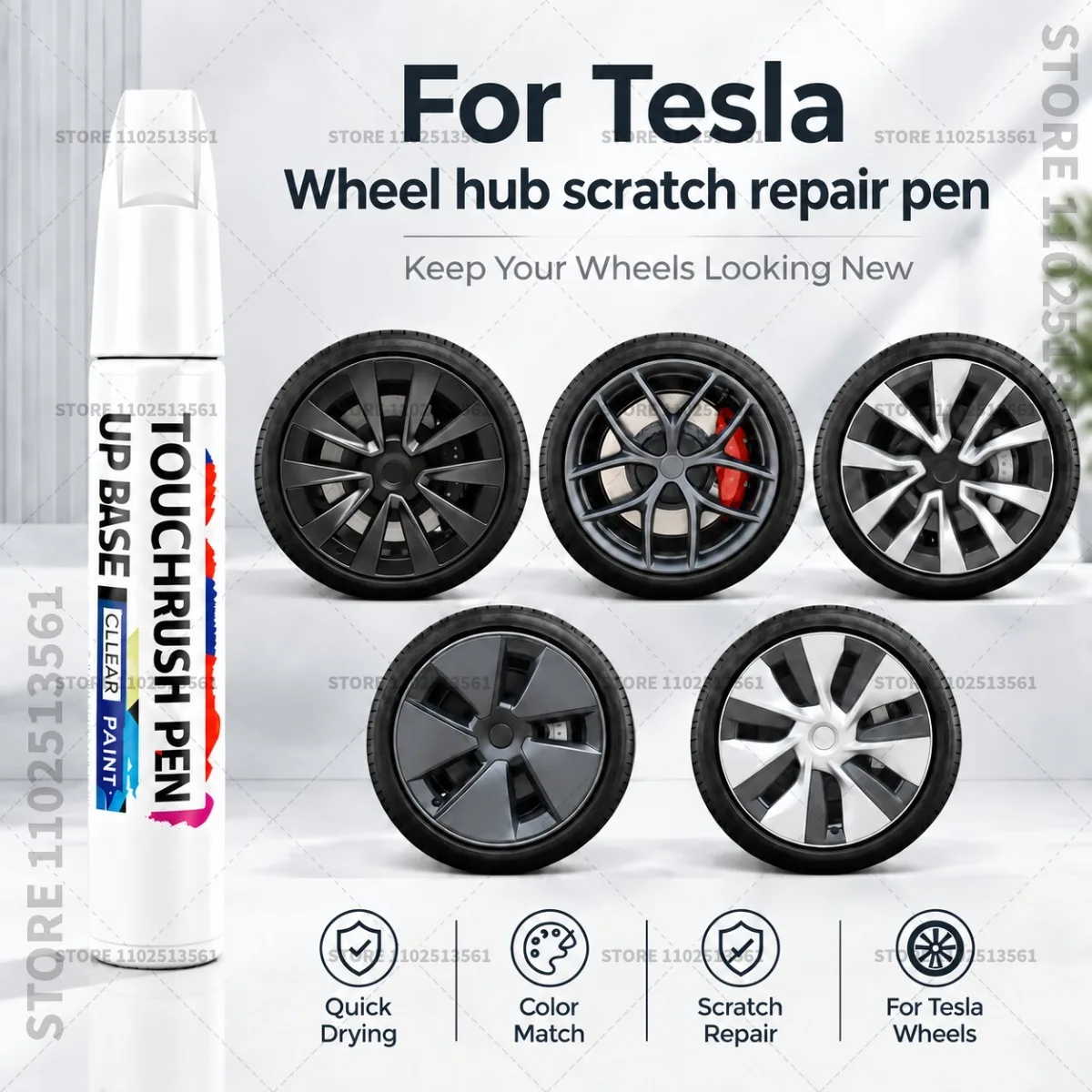 Car Wheel Hub Paint Pen For Tesla Model 3 Y X S Rim Scratch Repair Marker Waterproof Touch Up Pen Silver Matte Black Matte Grey
