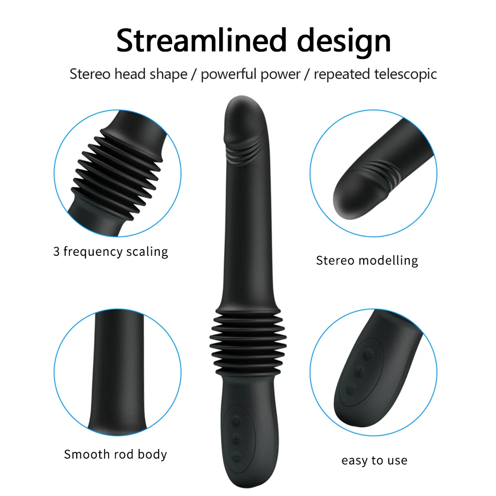 Telescopic Dildo Vibrator For Women Powerful Wand G Spot Massager Anal Plug Vagina Masturbator Clitoris Stimulator Toy For Adult