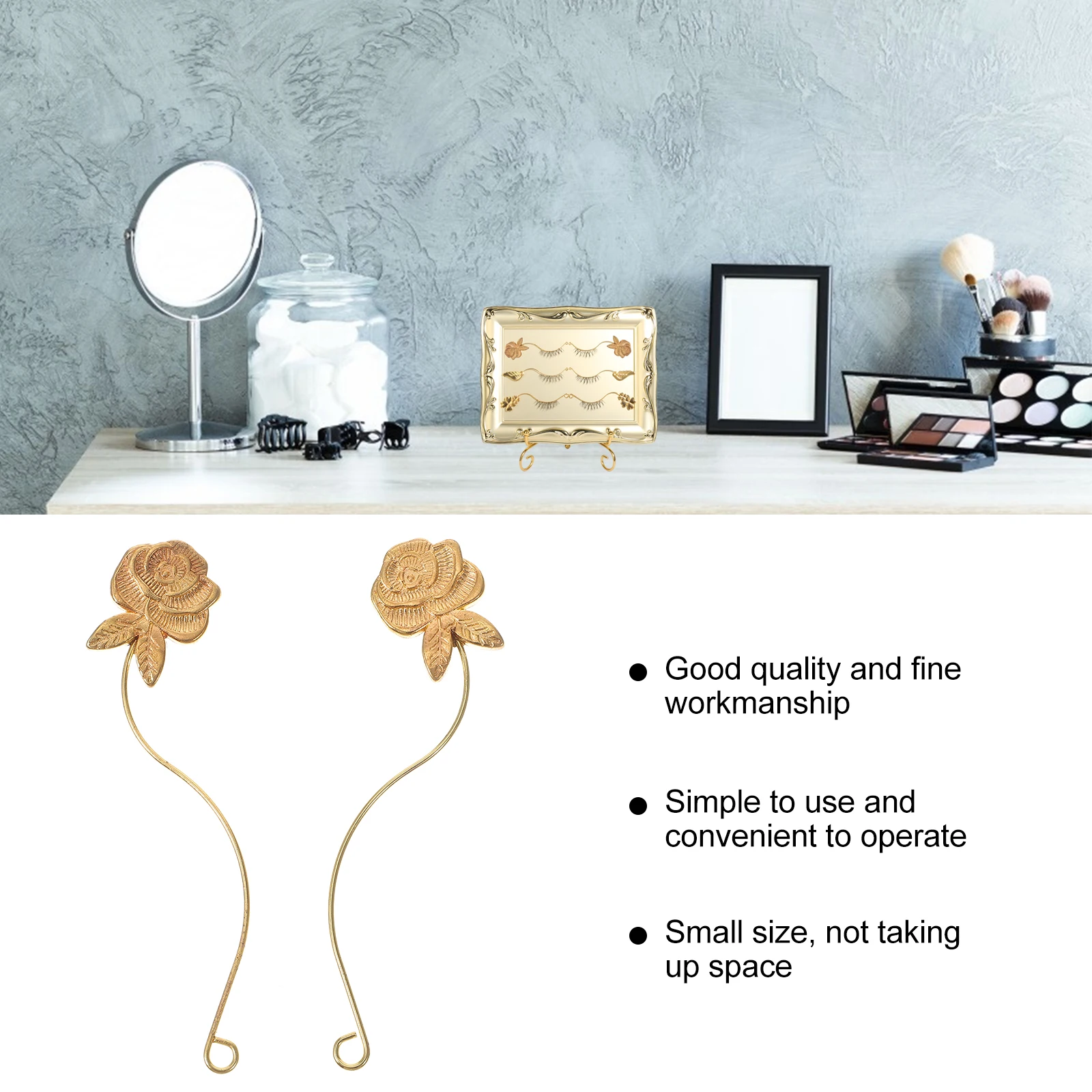 

6 Pairs Eyelash Salon Supplies Eyelash Display Tool Grafting Aid Golden Holder Premium Metal Durable Reusable Bending