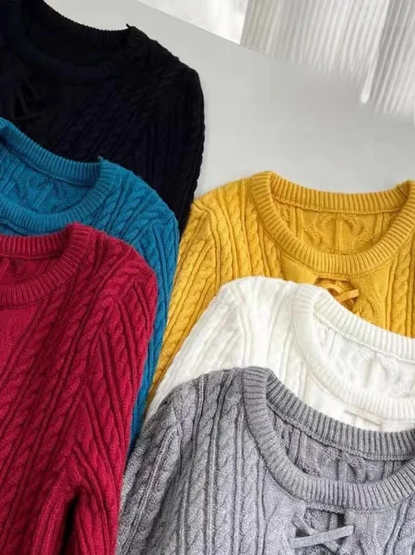 Amerikaanse Retro Twist uitgeholde taille afslankbasis gebreide dames Faion slanke innerlijke slijtage Pure Desire gebreide top