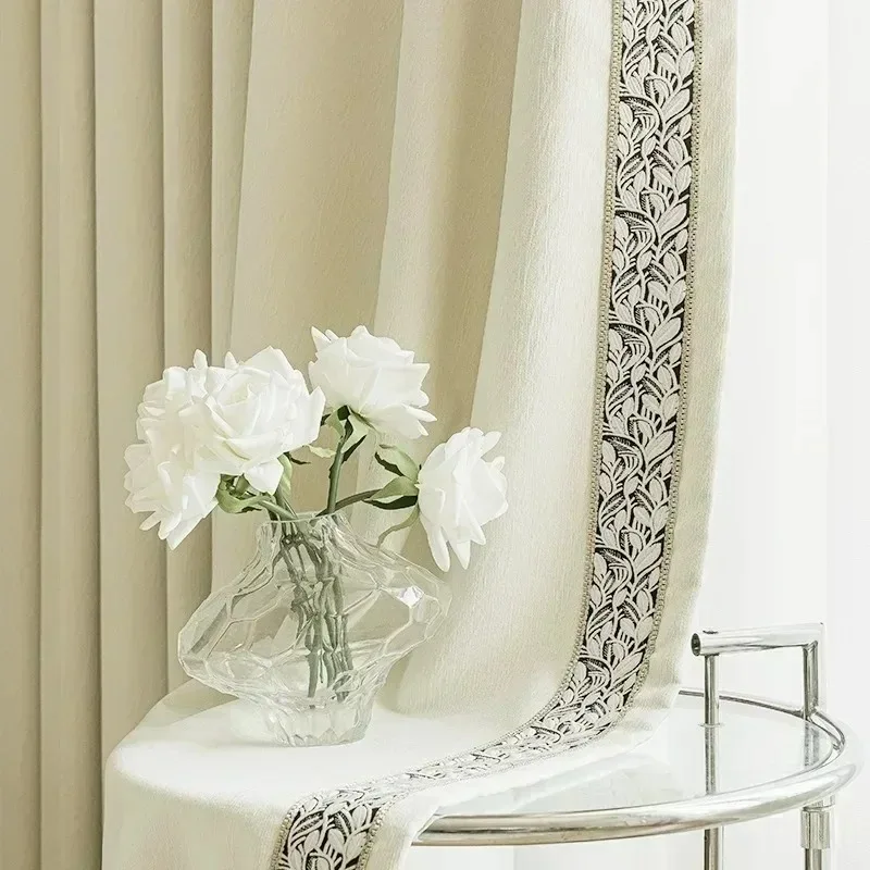 Thicken Luxury French Chenille Fashion White Curtains for Living Room Bedroom Dining Balcony Texture Thickened Blackout Window