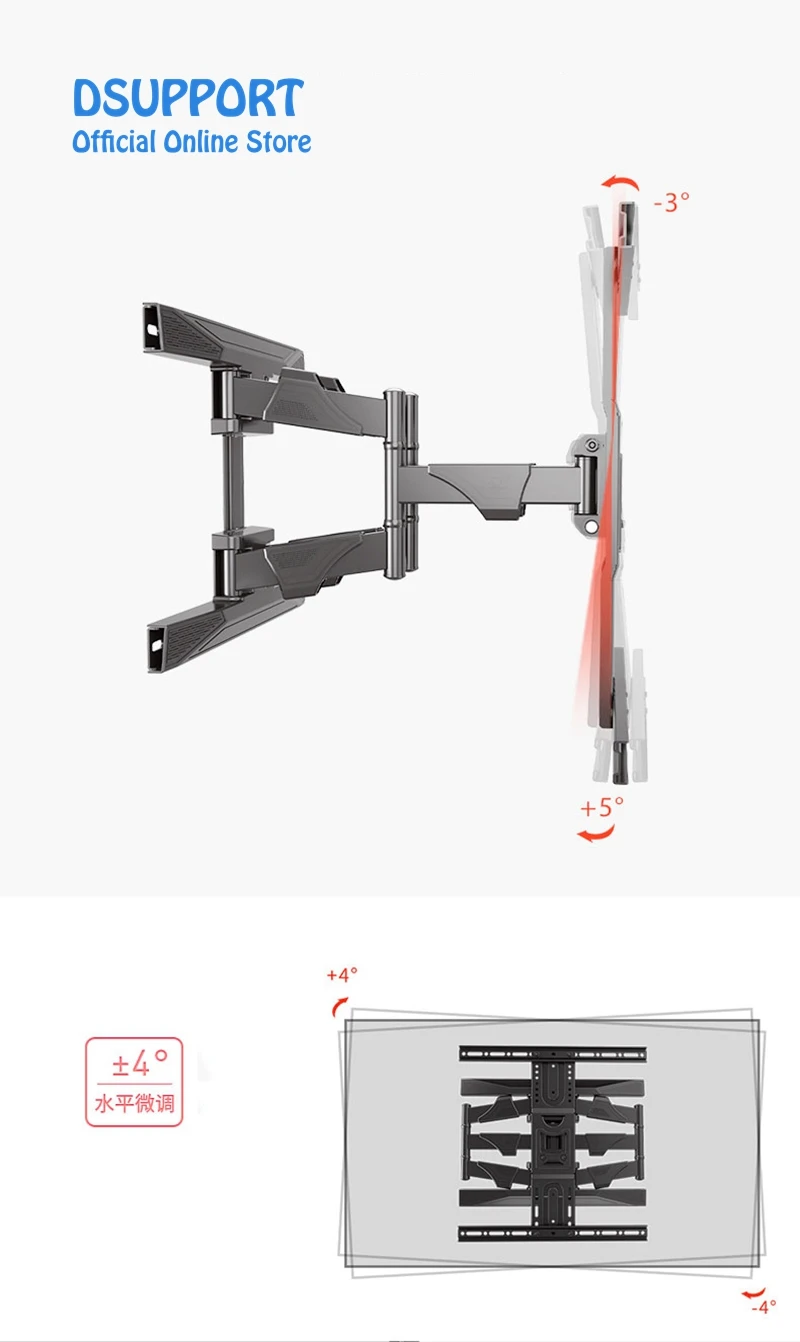 New NB P6（E200) Full Motion 45-75 inch TV Wall Mount Flat Panel LED LCD Display Mount Bracket MAX.VESA 600x400mm Load 45.5kgs