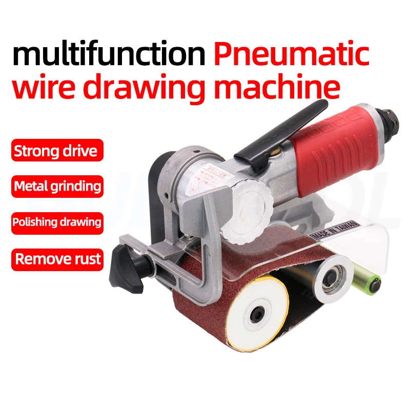 Pneumatic Polishing Machine Sanding Belt Machine Small Handheld Wire Drawing Machine Metal Stainless Steel Sandpaper Polishing