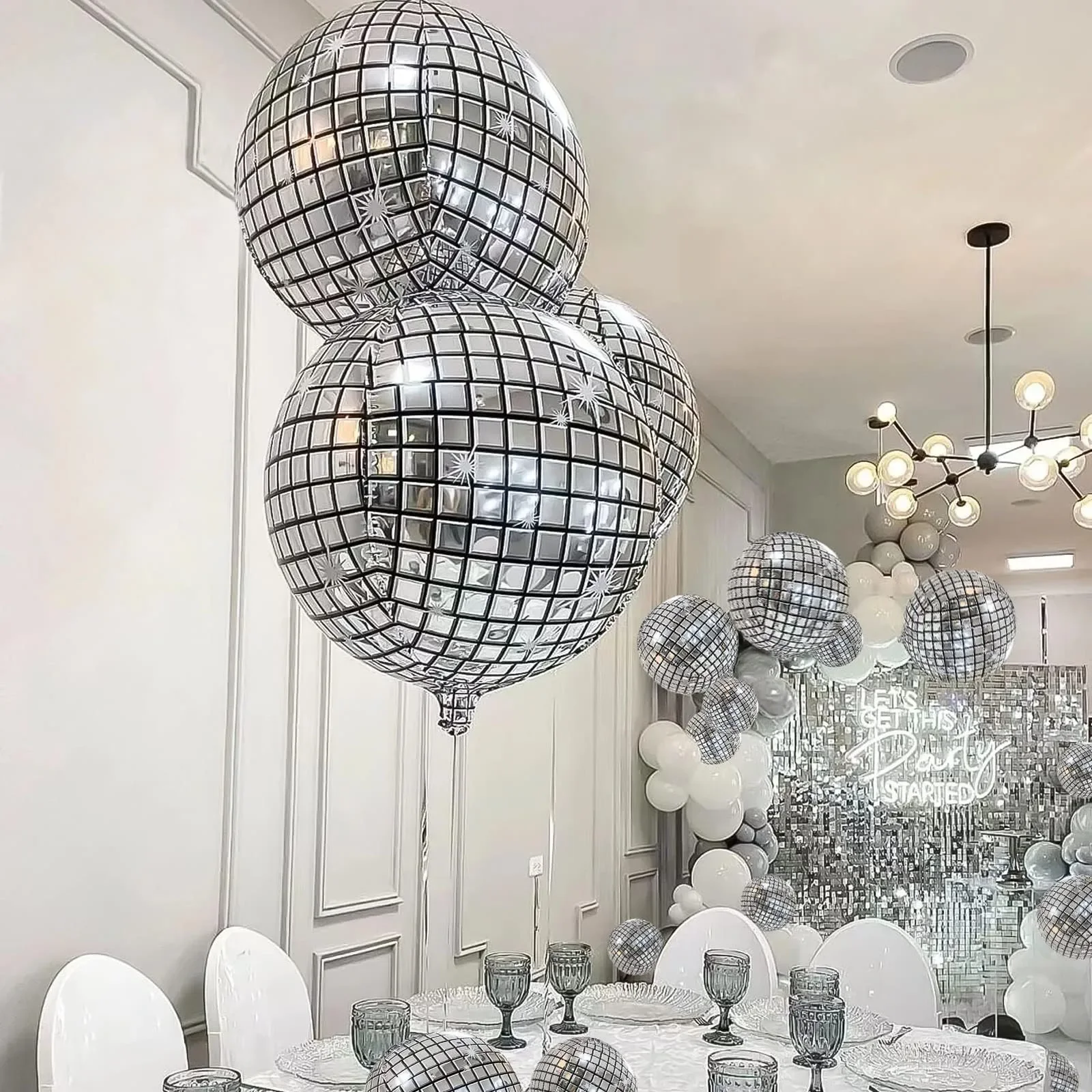6-12pcs 22 Inches Silver Birthday Disco Party Ball Foil Ballon Set Happy Birthday Party Decoration Decorative balloons for party