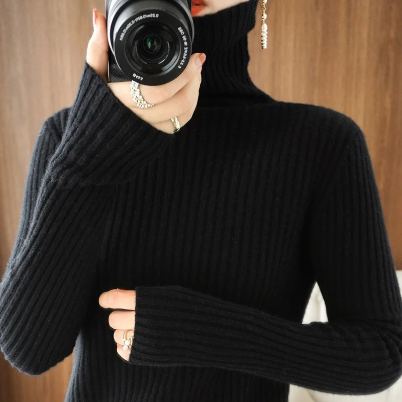 2022 Spring Autumn Winter Women\'s Cashmere Sweater Turtleneck Pullover Slim Solid Color High-quality Warmth Comfort Knitwears