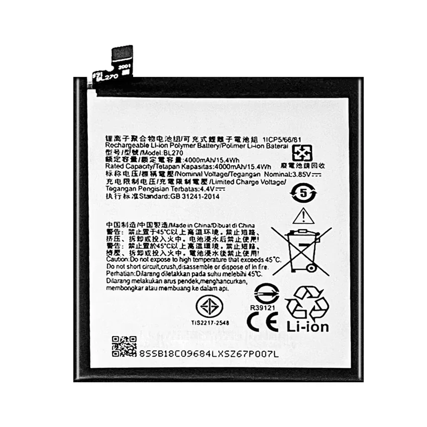 For Lenovo K6 K8 Note K53a48 Vibe G G5 Plus 4000mAh BL270 Battery for Motorola Moto G6 Play XT1922 Bateria - view 3
