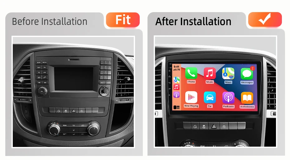 AWESAFE Kabelloses CarPlay Android Auto Radio für Mercedes Benz Vito W447 2014-2020 Plug & Play FM BT RDS DSP 4G GPS Multimedia – Detail 3