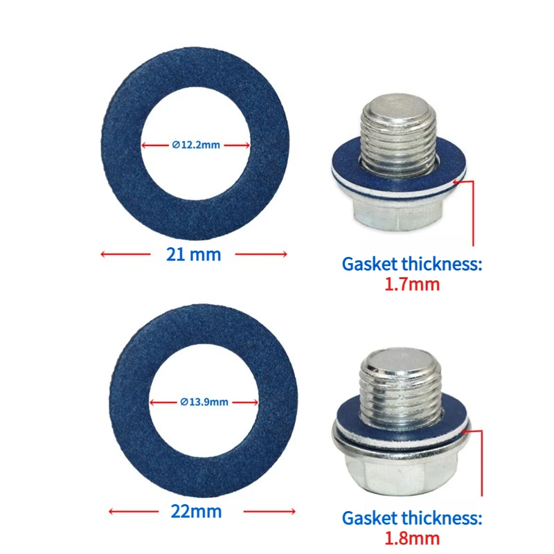 100PCS Oil Drain Plug Washer Gasket For Toyota 90430-12031 Aluminum Oil Pan M12 M14 Bolt Washer Engine Seal Replacement Parts
