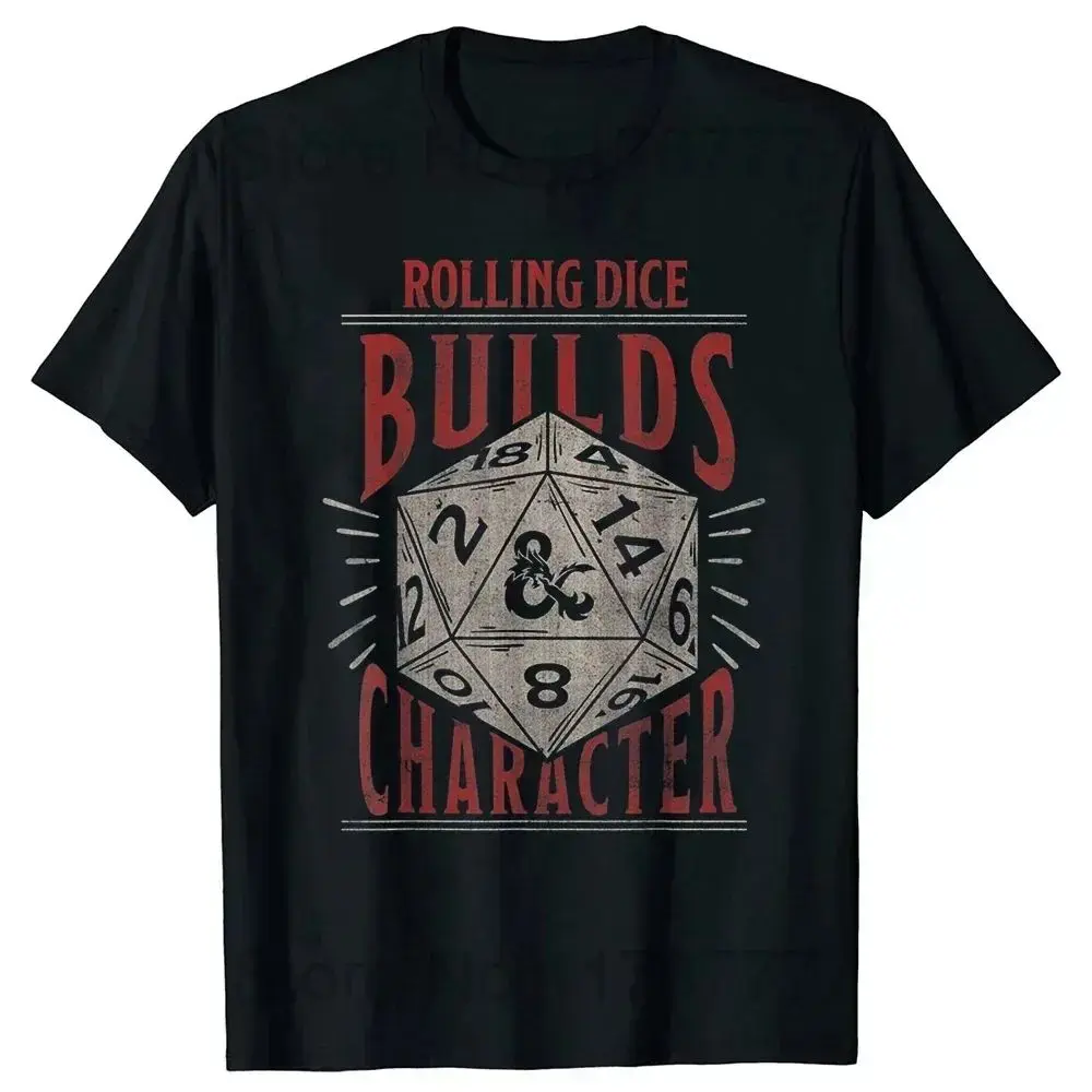 Retro Vintage ADHD&D Roll for Concentration Funny Gamer Dungeons DM RPG Dice Dragon T Shirts Summer Streetwear Gifts T-shirt Men