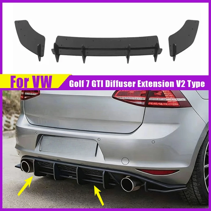 

Диффузор заднего бампера для Volkswagen Golf 7 GTI, удлинитель диффузора V2, тип Blade-Style, модификация с воздушной завесой, тюнинг и улучшение.