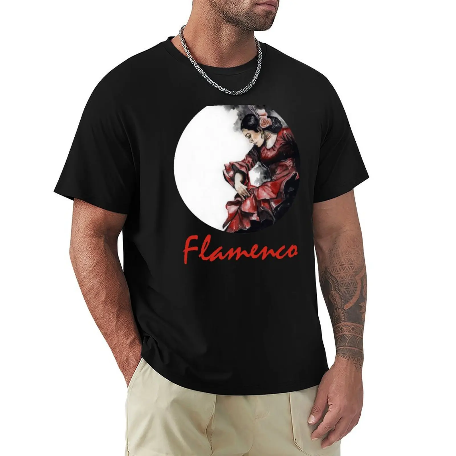 

Flamenco dancer T-Shirt Casual Loose Short Sleeve Tee for Men