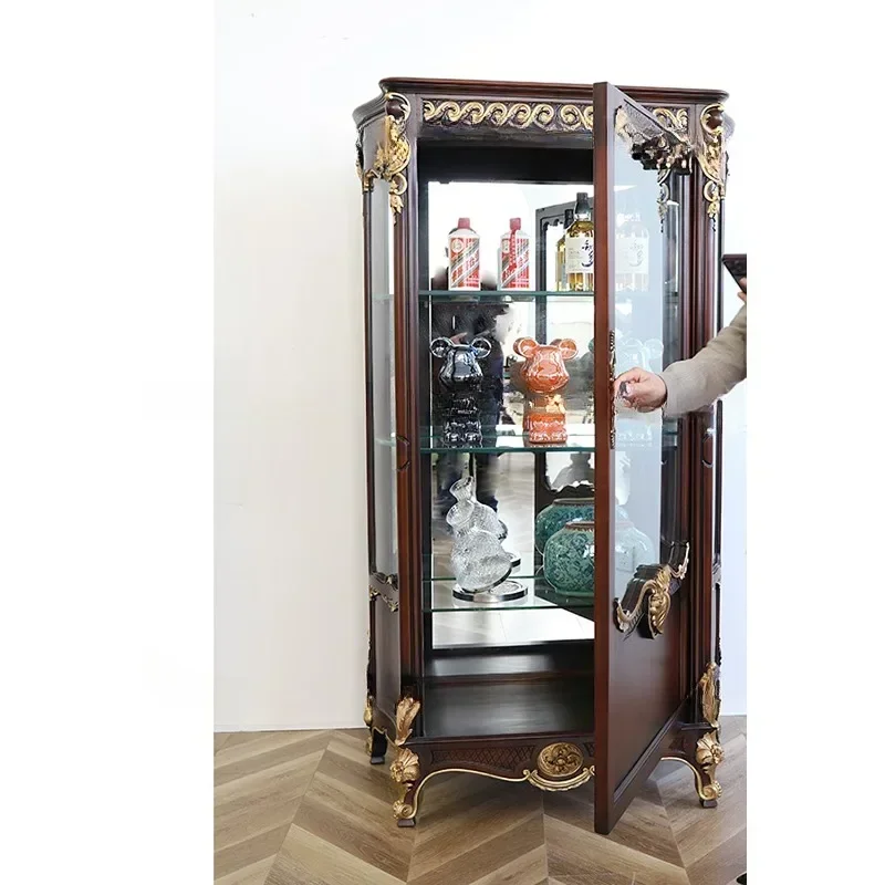 solid wood tenon and mortise restaurant wine cabinet French entrance display cabinet Customized decorative cabinet