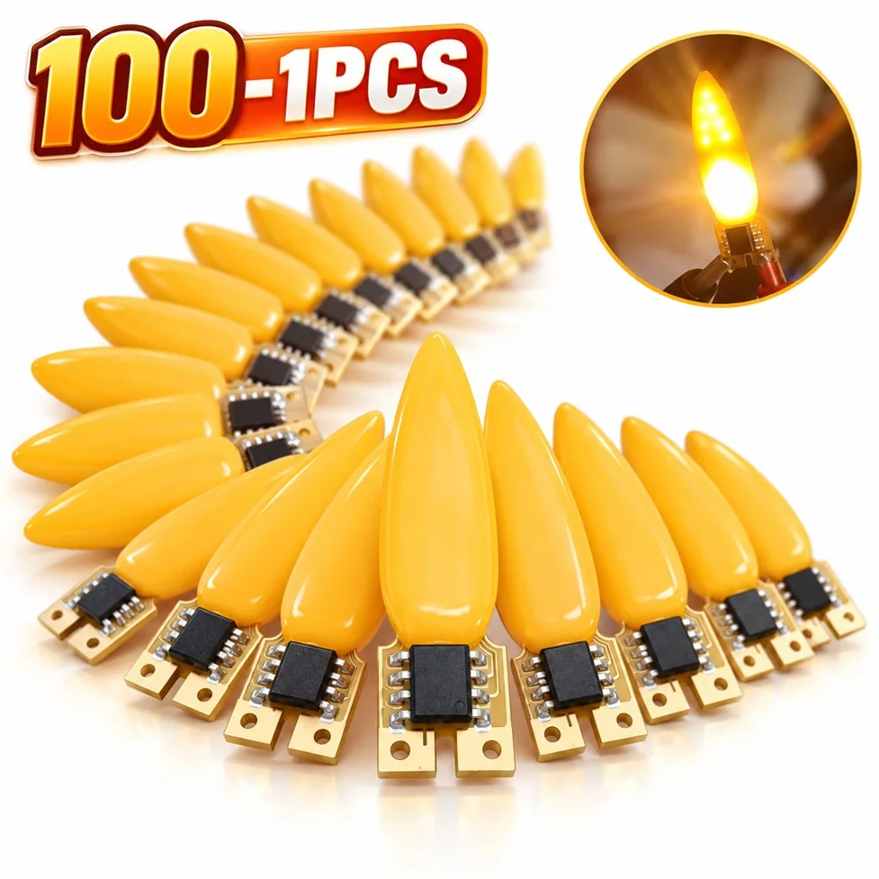 3V 100-1PCS 2 Modes LED COB Sparkling Filament Edison Flame Light Bulb Accessories Flash Filament Diode DIY Christmas Party