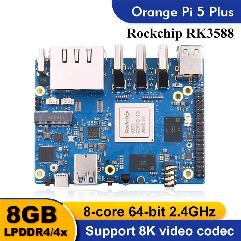 TCE For 5 Plus 8GB RAM Single Board Computer RK3588 PCIE Module External Wifi6 Pi5 Plus Demo Development Board