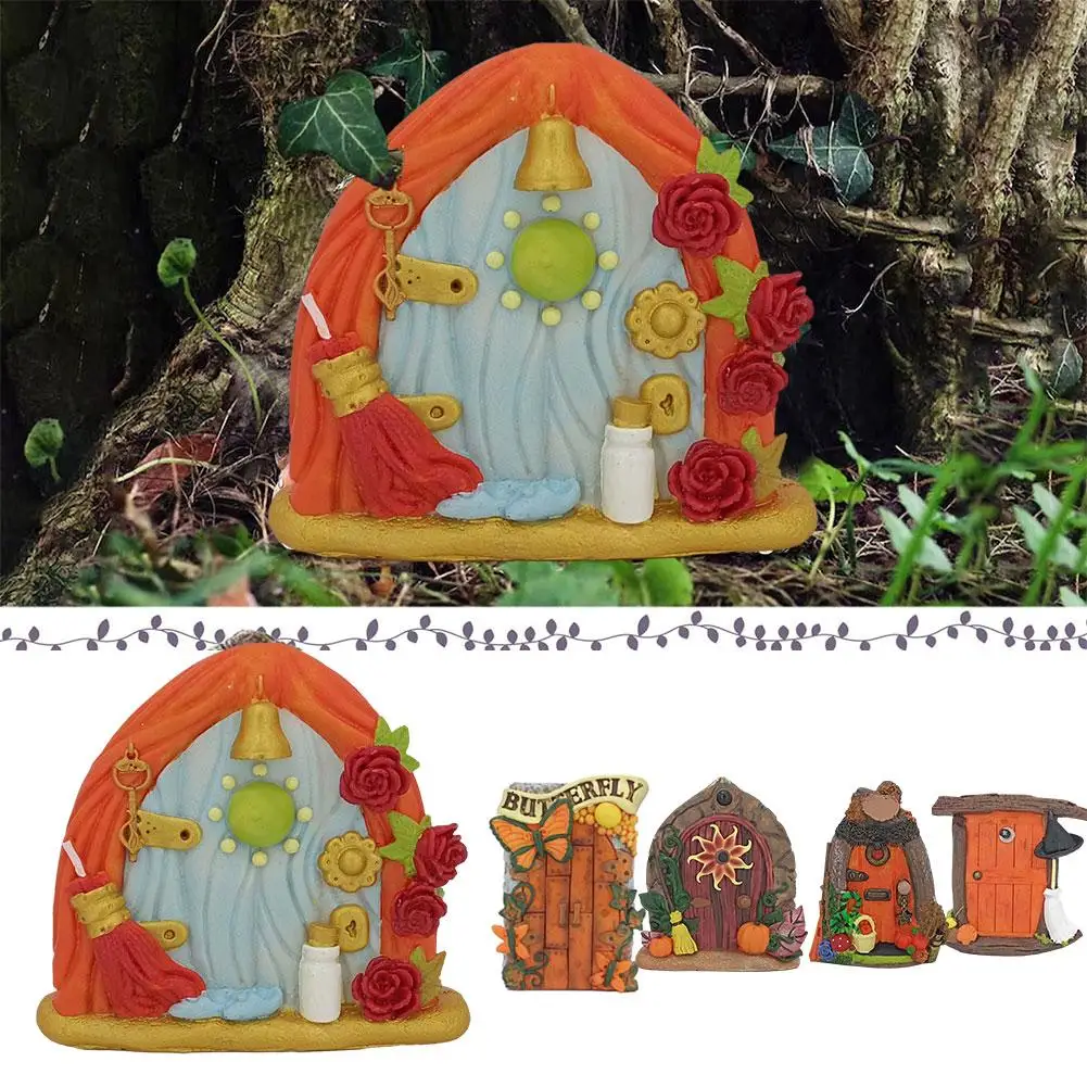 Miniature Garden Spirit Door Fairy Tale Fairy Garden Sculpture Crafts Home Art Garden Christmas Resin Door Decoration B7P9