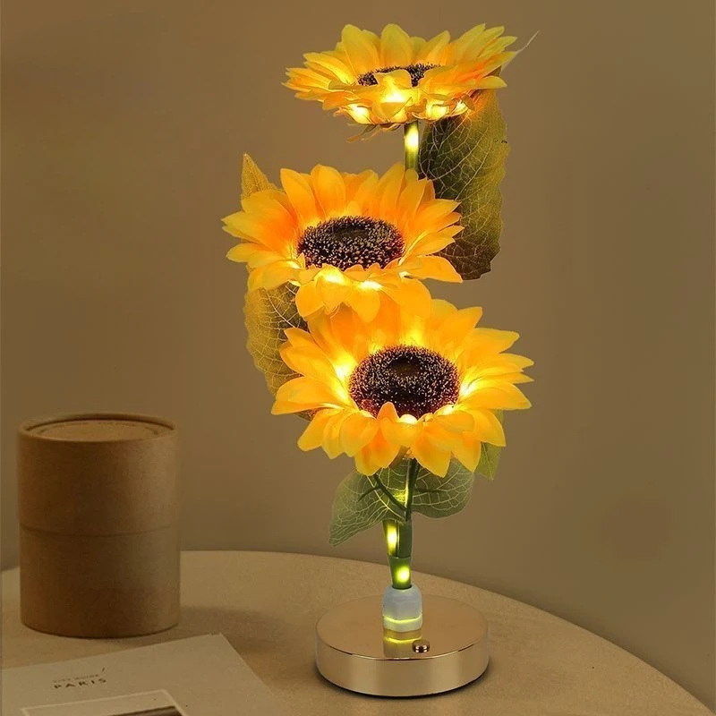 

Nice Bouquet Decorative Table Lamp Rechargeable Sunflowers Nightlight Girls Bedroom Ornament