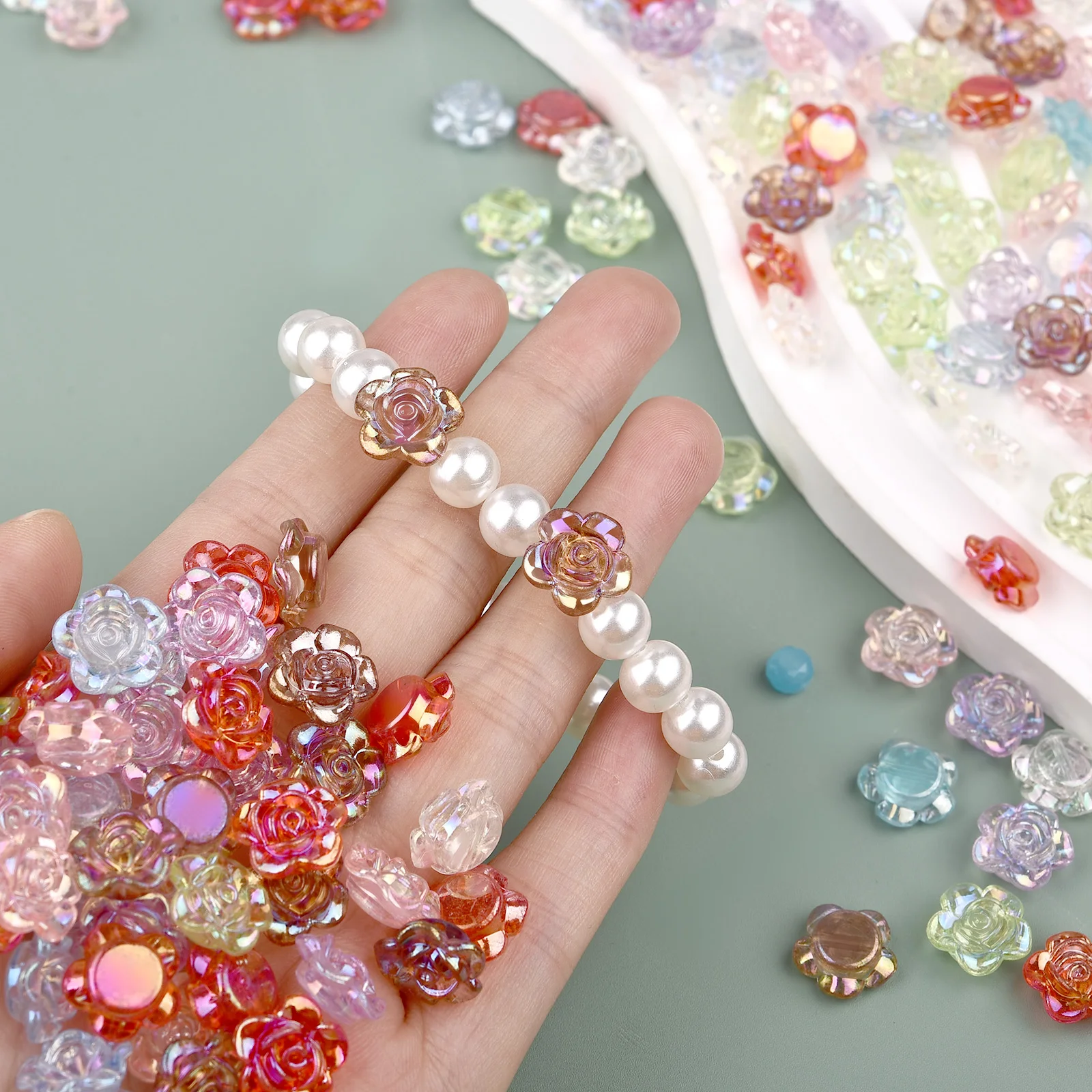 12 مللي متر لون أكريليك شفاف AB ارتفع زهرة الكاميليا مشبك شعر إكسسوارات الشعر لتقوم بها بنفسك إكسسوارات المواد لصنع المجوهرات #5