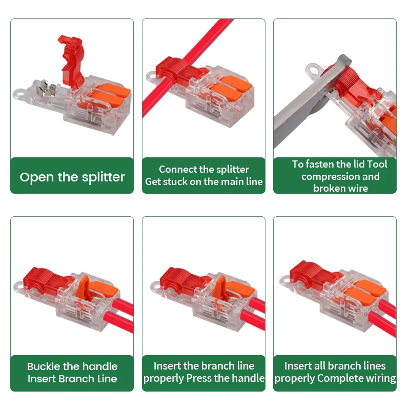 Quick Wiring Connector T-Type Stripping Free Type Branch Splice Terminal Junction box For Electric connections Wire connector