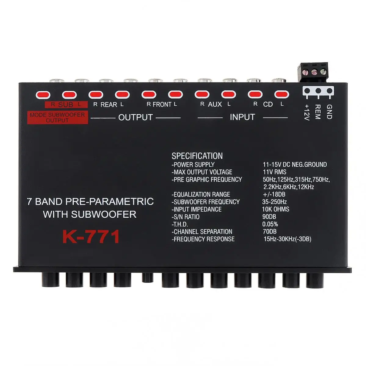 مضخمات صوت للسيارة 7 أشرطة معادل EQ تردد إدخال RCA قابل للتعديل للأجهزة المحمولة + مخرج مضخم صوت للسيارات #6