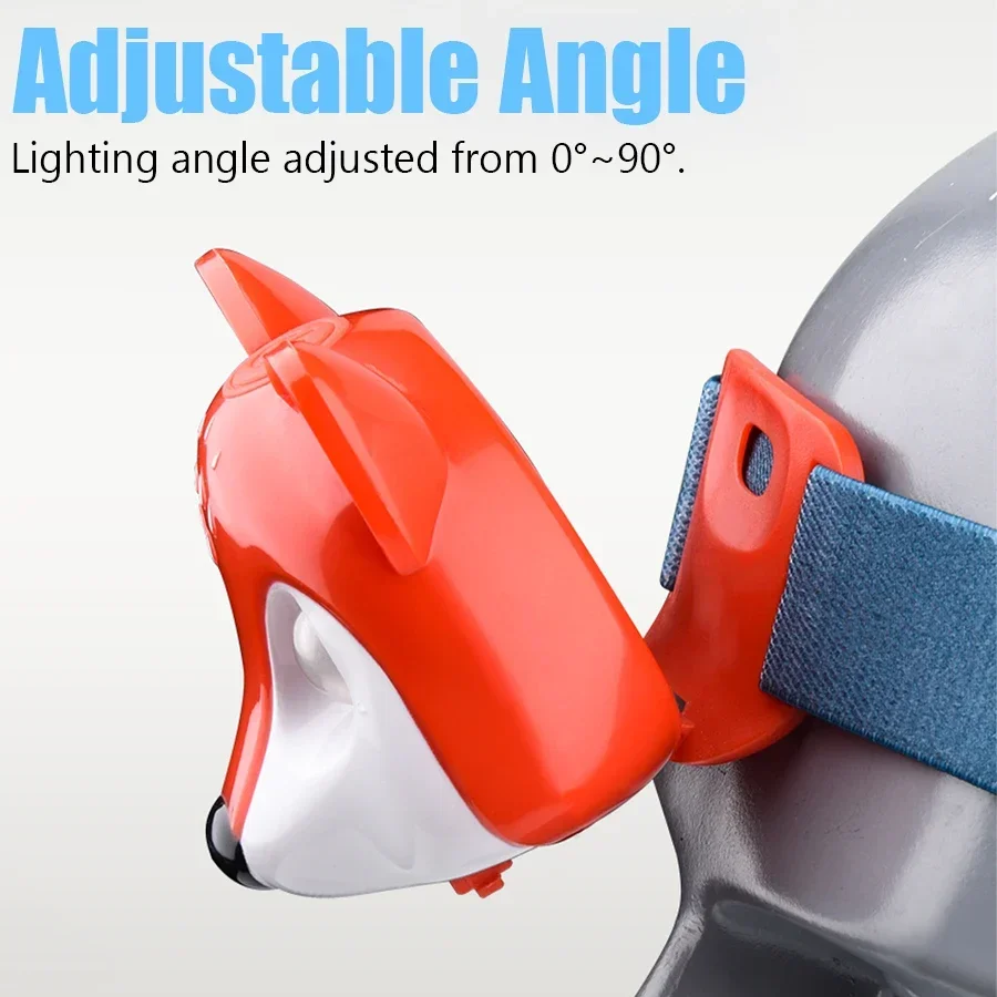 Creative Cute Children\'s LED Headlamp Fox Raccoon Shape Type-C Rechargeable Portable Headlamp Outdoor Waterproof Emergency Tool