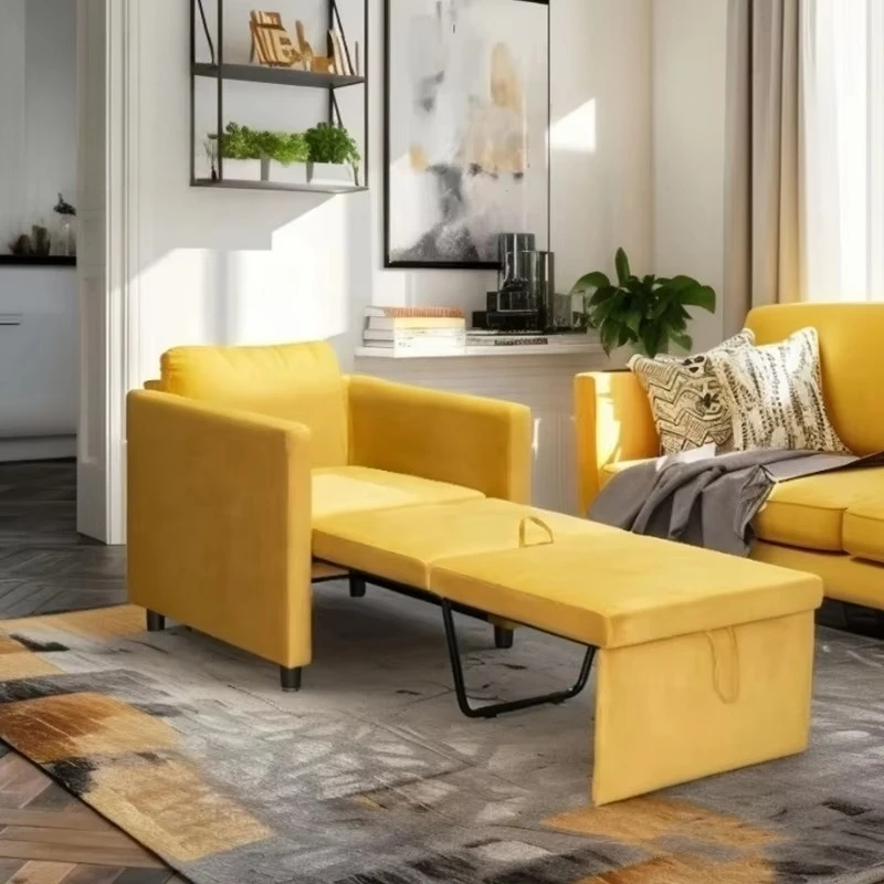 

Modern Tufted Linen Fabric Foldable Sofa Bed Metal Frame Home Furniture Living Room Bedroom Apartment Dining Hotel