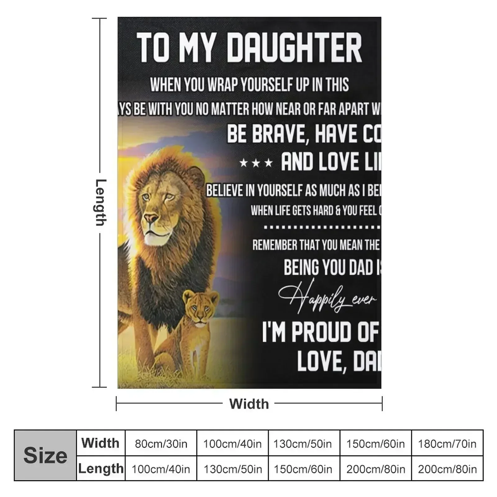 To My Daughter Throw Blanket Flannel Hair Thermal Sofa Multi-Purpose Luxury Blankets