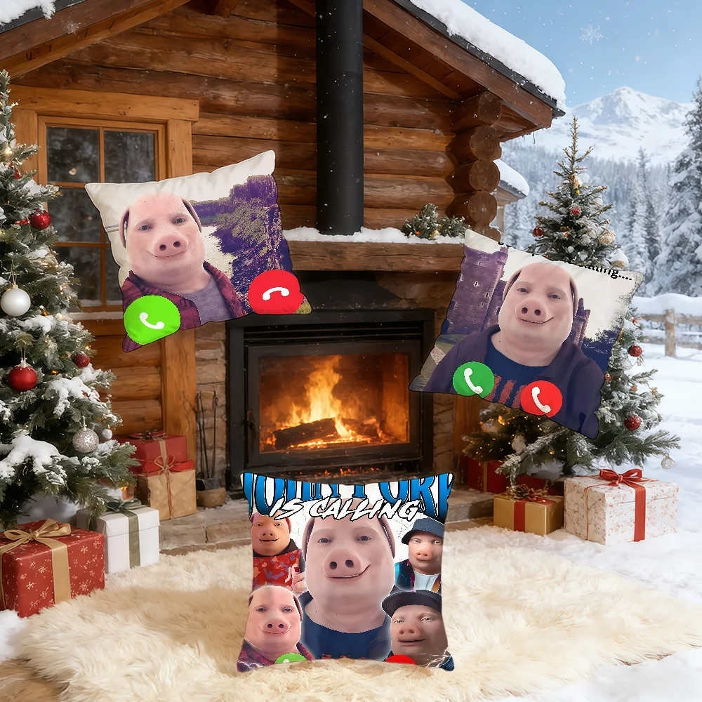 Funny John Pork Is Calling cushion cover Home Office Birthday Anniversary Gifts Soft Skin Friendly Cushion Cover